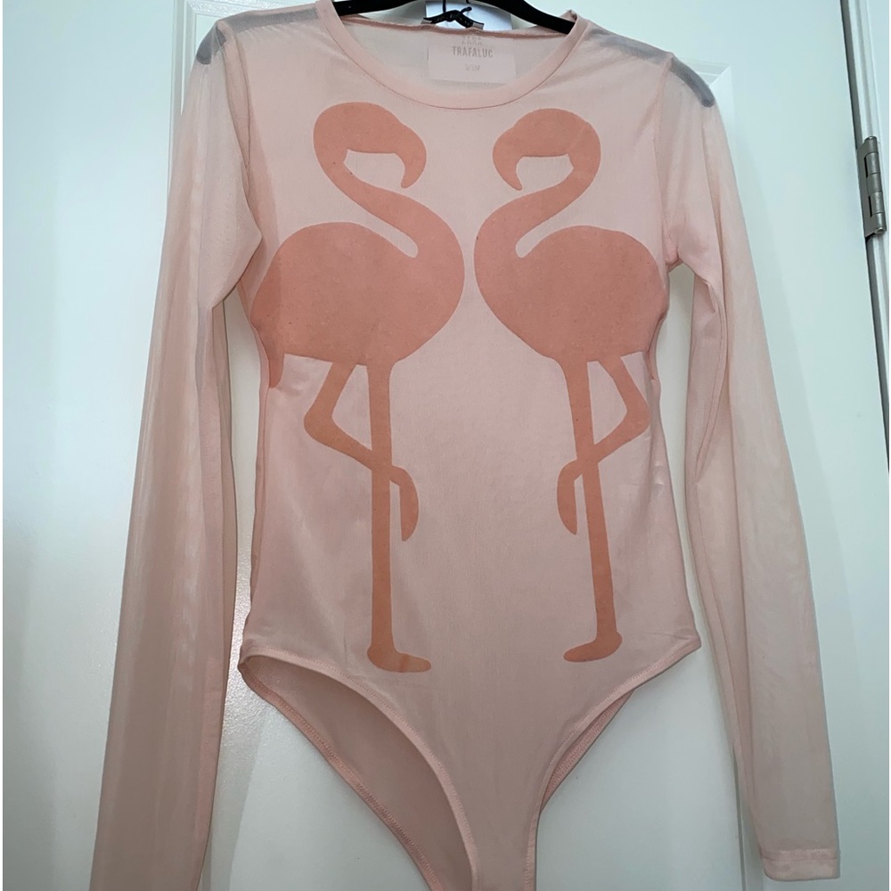 ZARA pink flamingo bodysuit